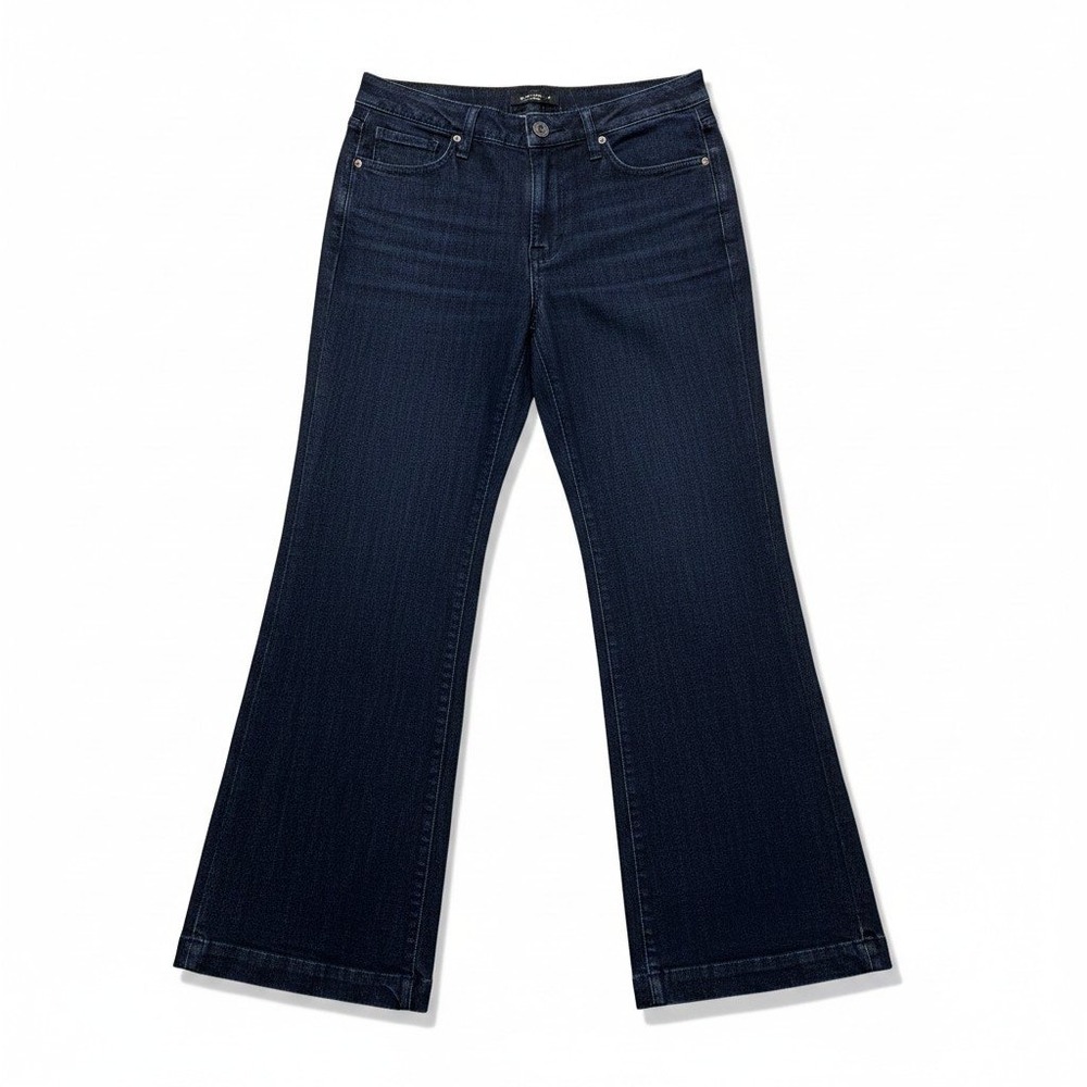 Ann Taylor LOFT Womens 12 Dark Wash Trouser Jeans Wide Leg Stretch Casual Preppy